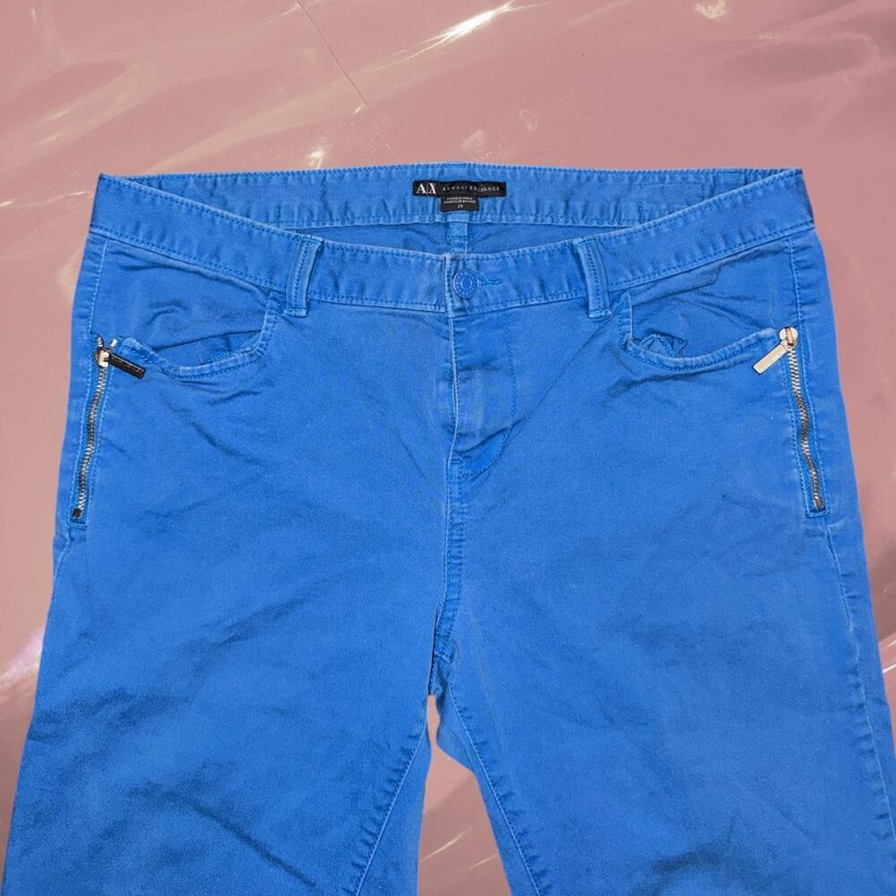 Y2K Armani Exchange A|X Bright Blue Skinny Jeans Zip Detail Pants 29